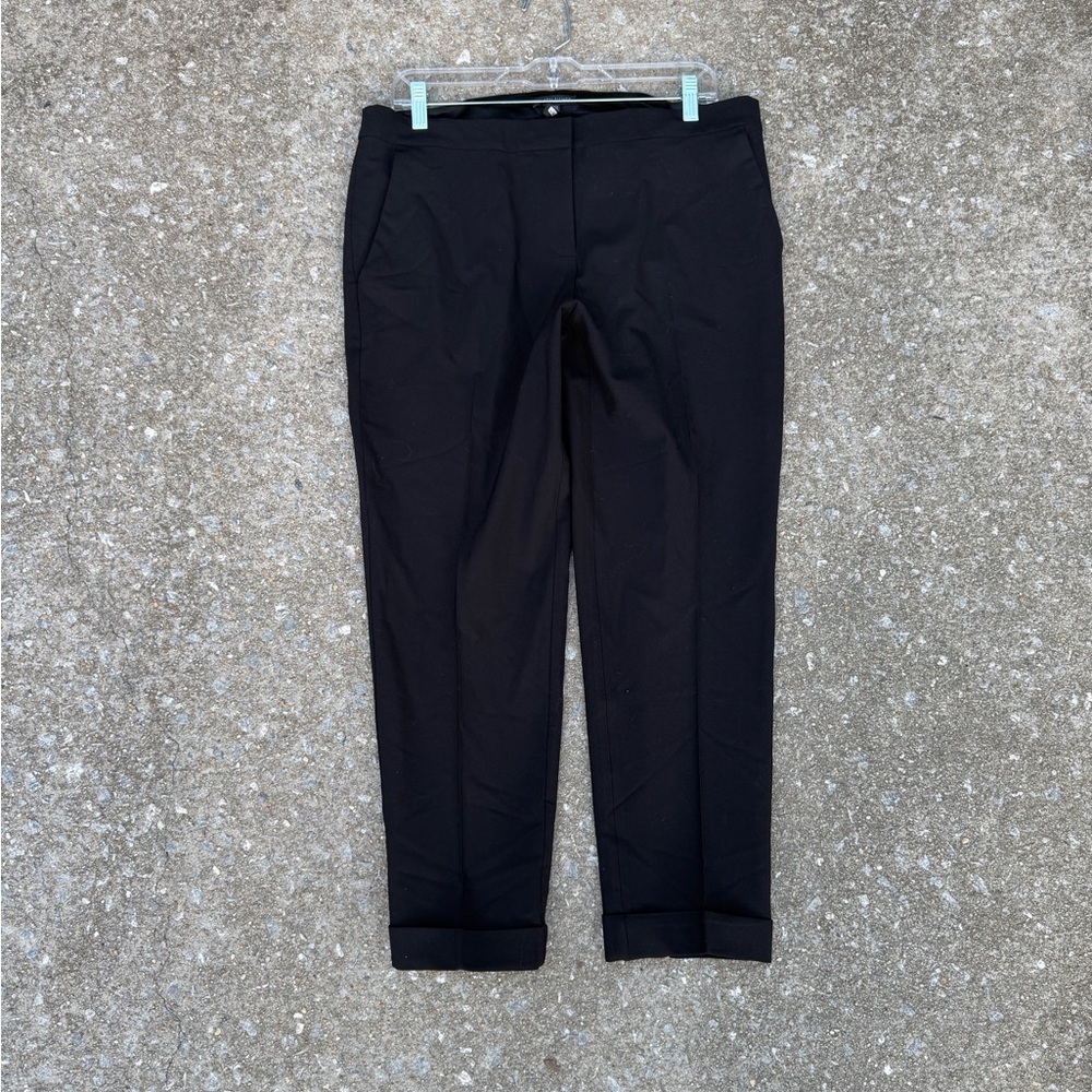 Eileen Fisher Black Pleated Wool Viscose Trouser Pants Size 10 - Picture 3 of 8